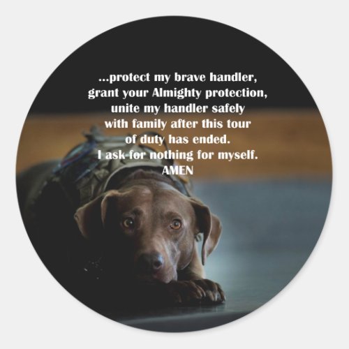 A War Dogs Prayer Classic Round Sticker