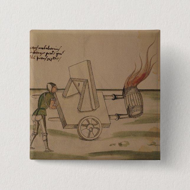 A War Machine, illustration from 'De Machinis' Pinback Button (Front)