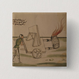 A War Machine, illustration from 'De Machinis' Pinback Button