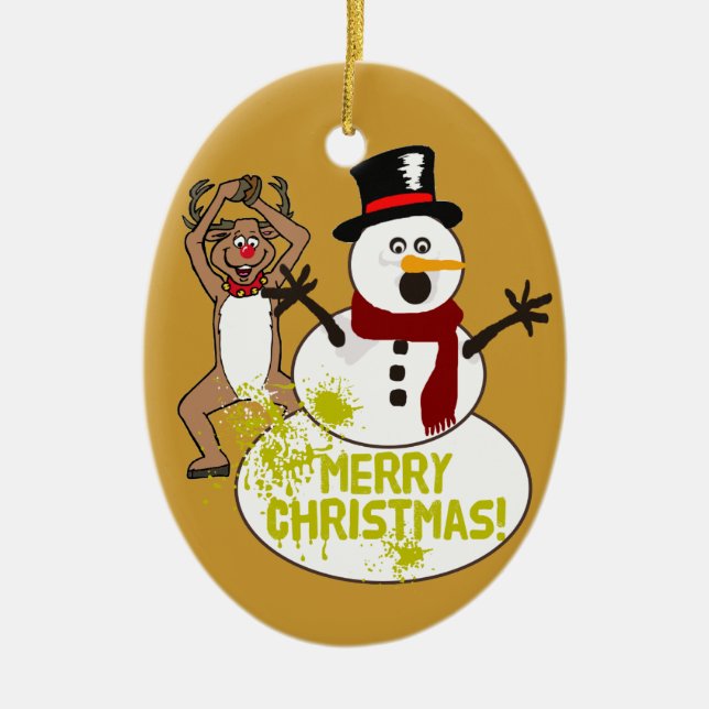 A Warm Christmas Message Ceramic Ornament (Front)