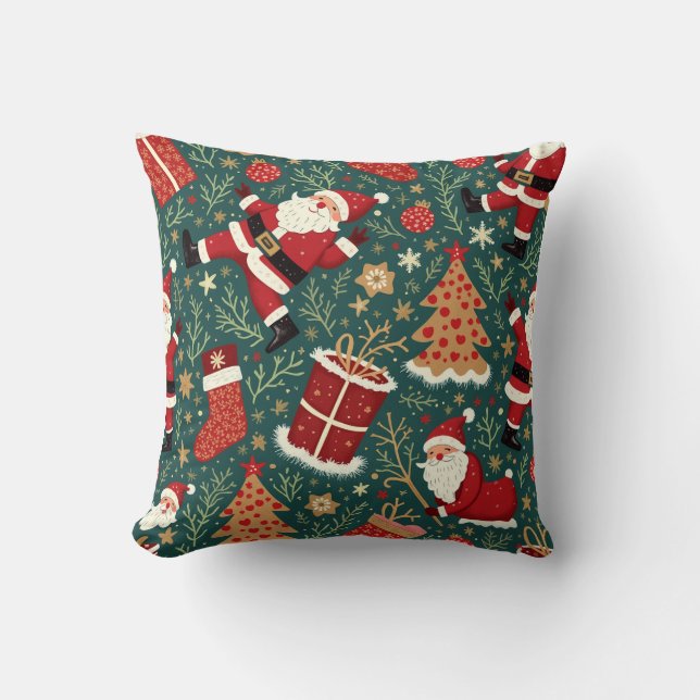  A warm Christmas with Santa Throw Pillow (Front)