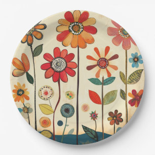 A Warm Terracotta Zinnia Patch Paper Plates
