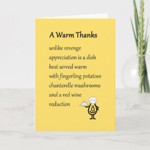 A Warm Thanks - a funny thank you poem Card