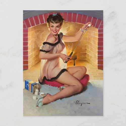 A Warm Welcome Pin Up Art Postcard