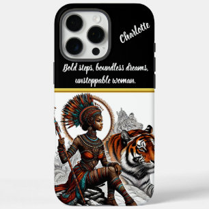 A warrior queen with a majestic tiger at dawn iPhone 16 pro max case
