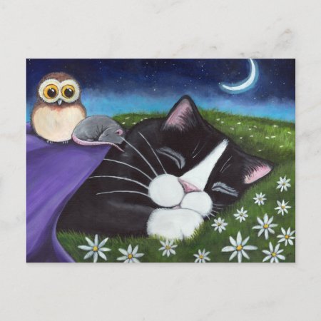 A Watchful Eye | Fantasy Tuxedo Cat Art Postcard