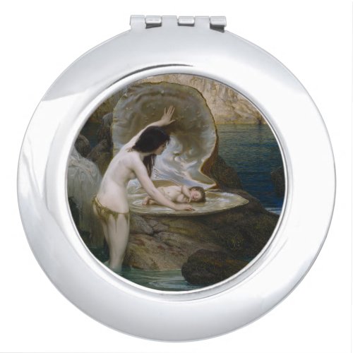 A Water Baby Found in Seashell by Bikini Nymph Compact Mirror