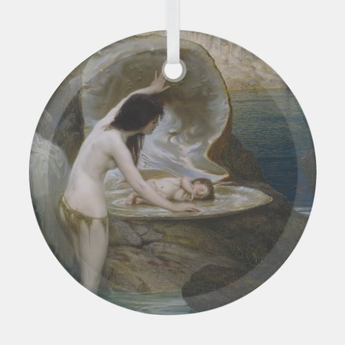 A Water Baby Found in Seashell by Bikini Nymph Glass Ornament