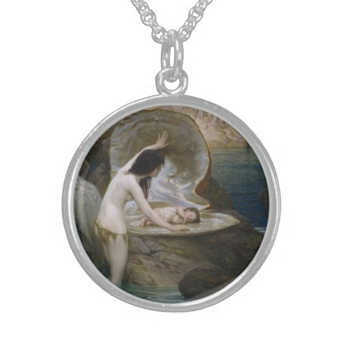 A Water Baby Found in Seashell by Bikini Nymph Sterling Silver Necklace