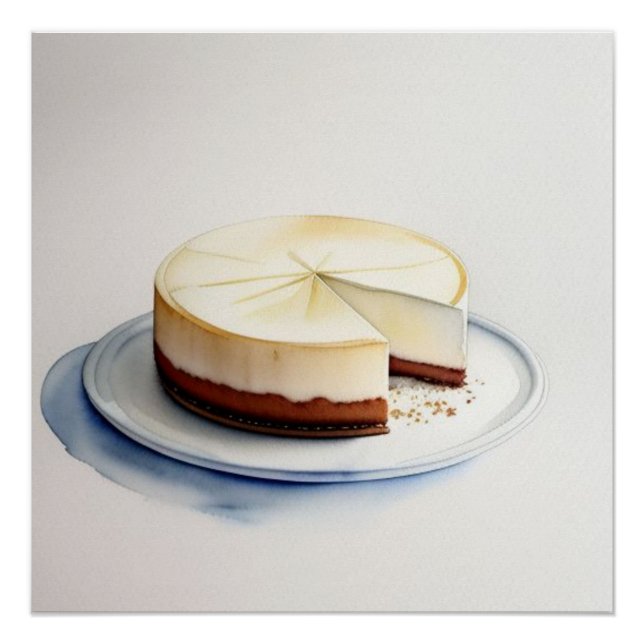 A Watercolor Drawing of a Cheesecake Poster (Front)