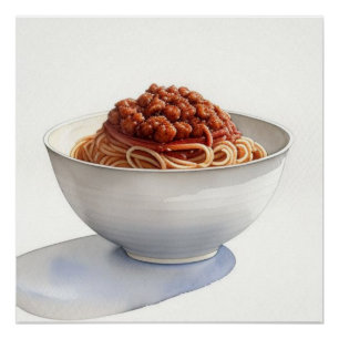 A Watercolor Drawing of Spaghetti Bolognese Poster