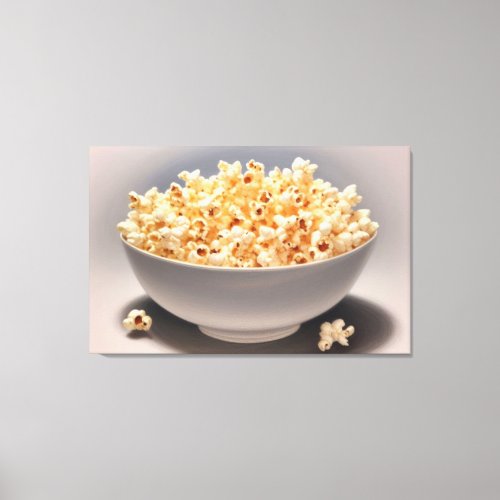 A Watercolor Painting of a Bowl of Popcorn Canvas Print