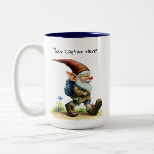 A Watercolor Painting of a Cute Gnome Two-Tone Coffee Mug
