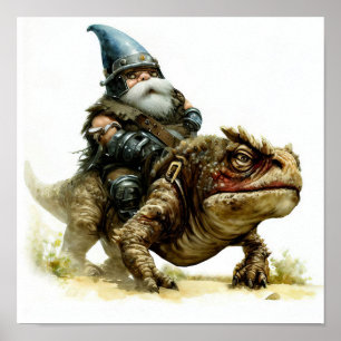 A Watercolor Painting of a Fearless Gnome Warrior Poster
