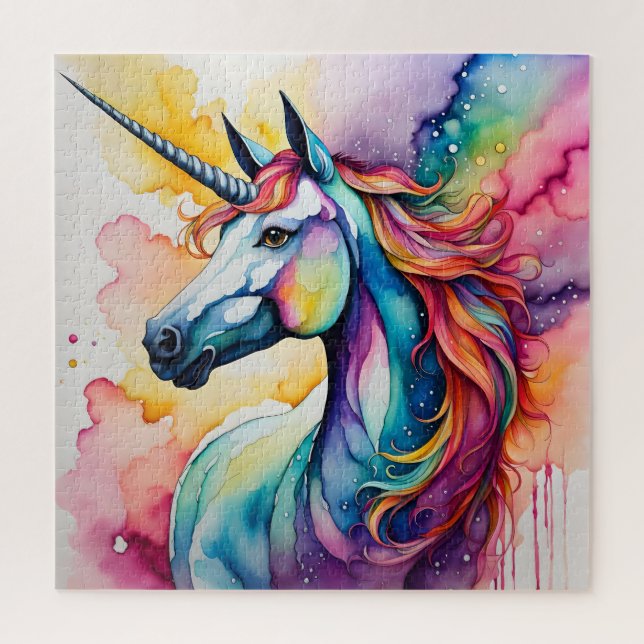 A watercolor unicorn jigsaw puzzle (Vertical)