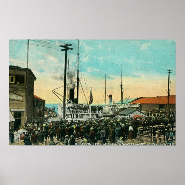 A Waterfront Departure for Alaska Scene Poster (Front)