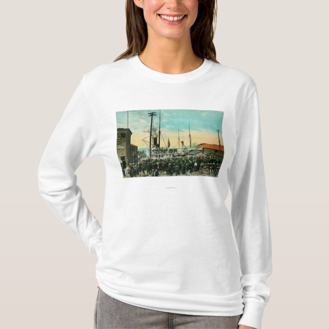 A Waterfront Departure for Alaska Scene T-Shirt (Front)