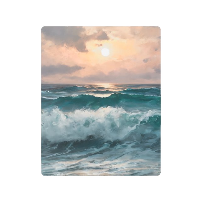 a wave during sunset metal print (Front)