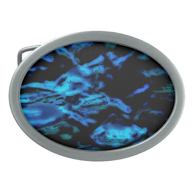 A wave of blue and black belt buckle (Front)