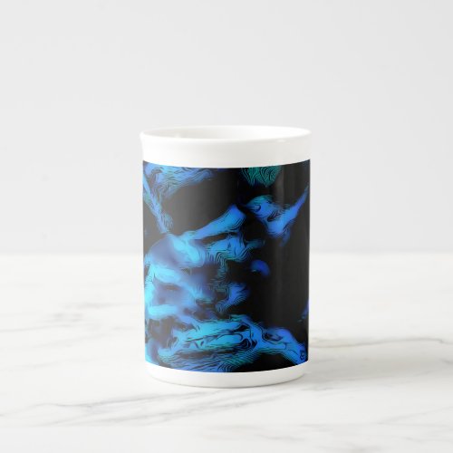 A wave of blue and black bone china mug