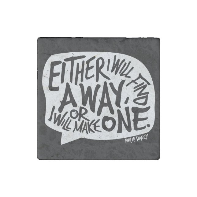 A Way Typography Motivational Quote Stone Magnet (Front)