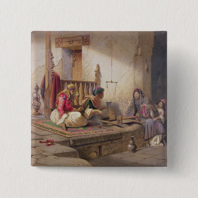 A weaver in Esna, one of 24 illustrations produced Button (Front)