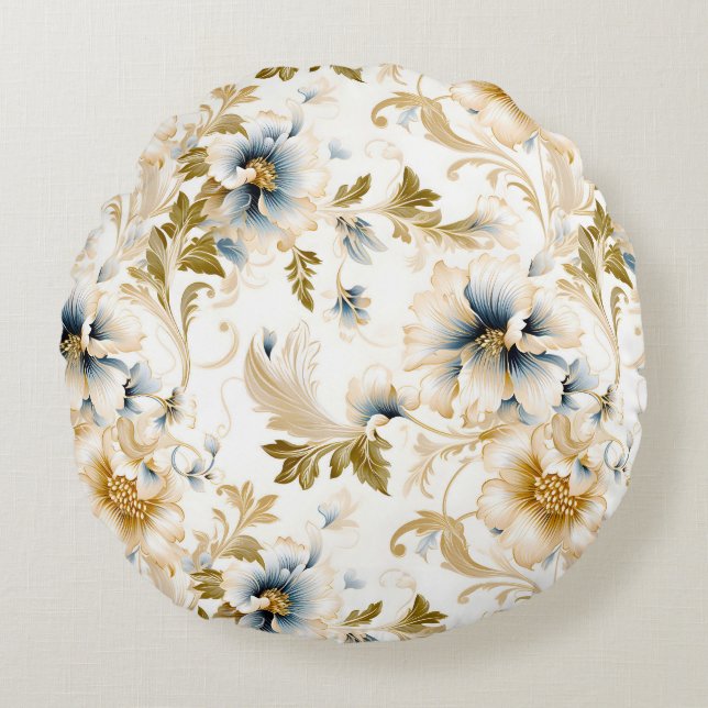 A Wedding Floral Series Design 3 Round Pillow (Front)