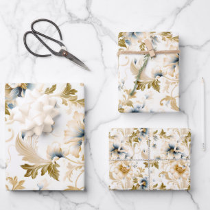 A Wedding Floral Series Design 3 Wrapping Paper Sheets