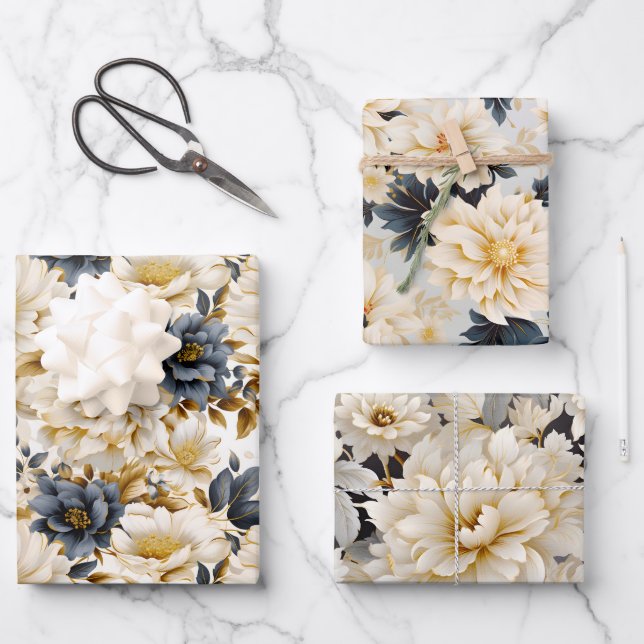 A Wedding Floral Series Design 5 Wrapping Paper Sheets (Front)