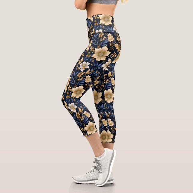 A Wedding Floral Series Design 6 Capri Leggings (Left)