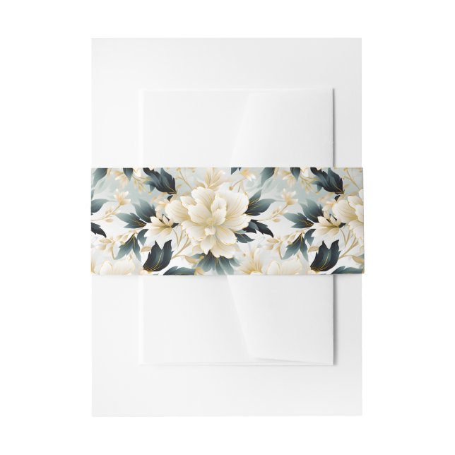 A Wedding Floral Series Design 7 Invitation Belly Band (Front Example)