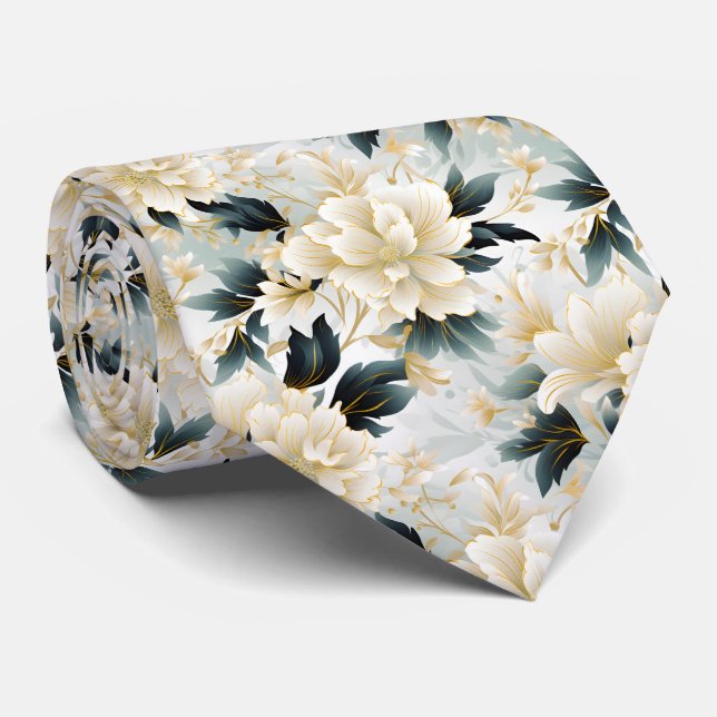A Wedding Floral Series Design 7 Neck Tie (Rolled)