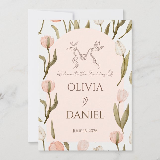 A wedding invitation with a dreamy, romantic touch (Front)