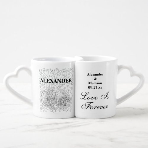 A Wedding  Newlyweds Bride And Groom Personalized Coffee Mug Set