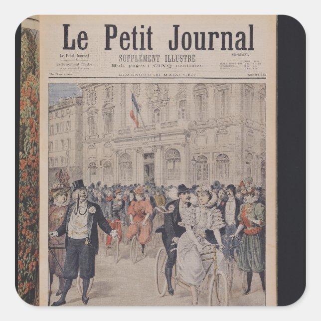 A Wedding on a Bicycle Square Sticker (Front)