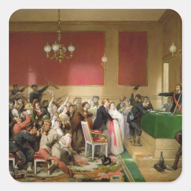 A Wedding under the Commune of Paris of 1871 Square Sticker (Front)
