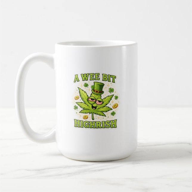 A Wee Bit Highrish Funny Irish Leaf Vibes Coffee Mug (Left)