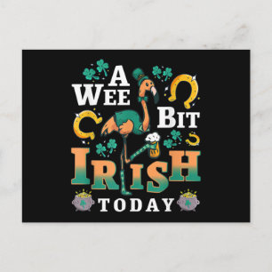 A Wee Bit Irish Today St. Patrick’S Day Flamingo Announcement Postcard