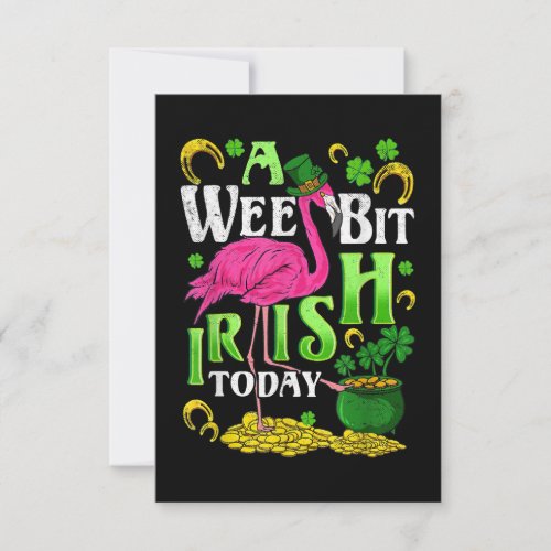 A Wee Bit Irish Today St Patricks Day Flamingo Thank You Card