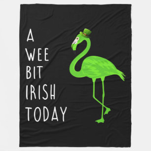 A Wee Bit Irish Today St. Patty’s Day Flamingo Fleece Blanket