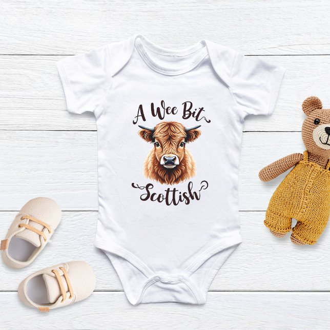 A Wee Bit Scottish, Cute Cow, Scottish Cow Baby Bodysuit (Creator Uploaded)