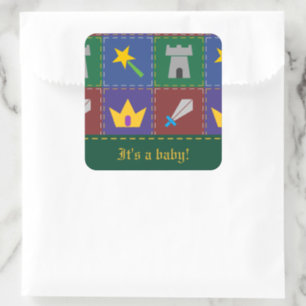 A Wee One's Fantasy Quilt Baby Shower Square Sticker