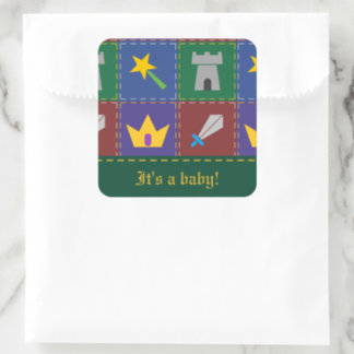 A Wee One's Fantasy Quilt Baby Shower Square Sticker