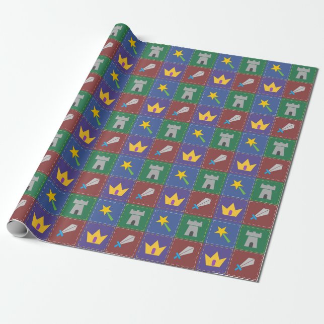 A Wee One's Fantasy Quilt Wrapping Paper (Unrolled)