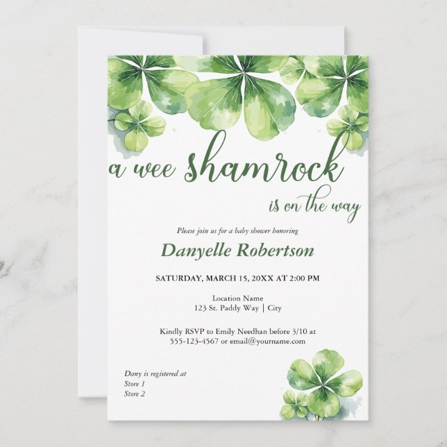 A Wee Shamrock Baby Shower - March Babies Invitation (Front)