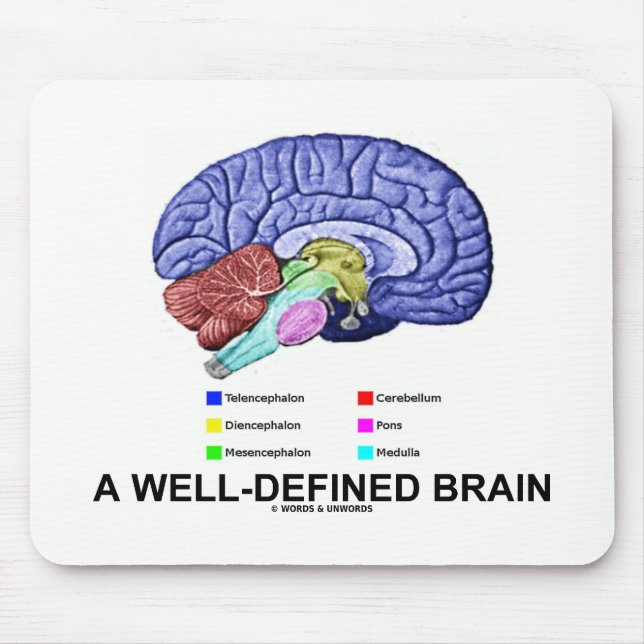 A Well-Defined Brain (Anatomical Brain Humor) Mouse Pad (Front)
