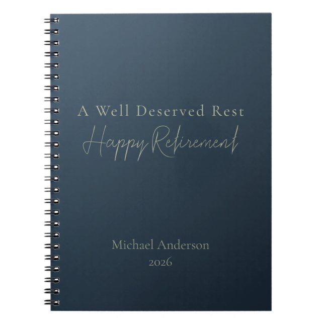 A Well Deserved Rest Personalized Retirement Gift Notebook (Front)