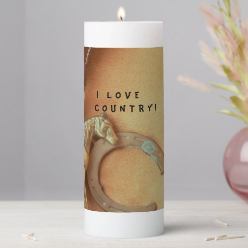A western candle I LOVE COUNTRY Pillar Candle