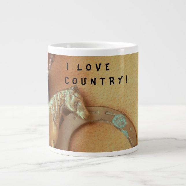 A western mug. I LOVE COUNTRY! Giant Coffee Mug (Front)