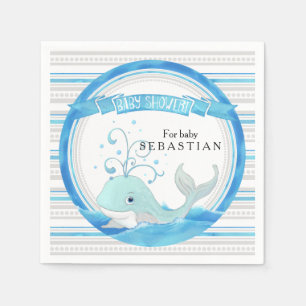A Whale of a Baby Shower Boy Beach Ocean Animals Paper Napkins